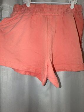 aerie Coral Ribbed Elastic-Waist Athletic Shorts